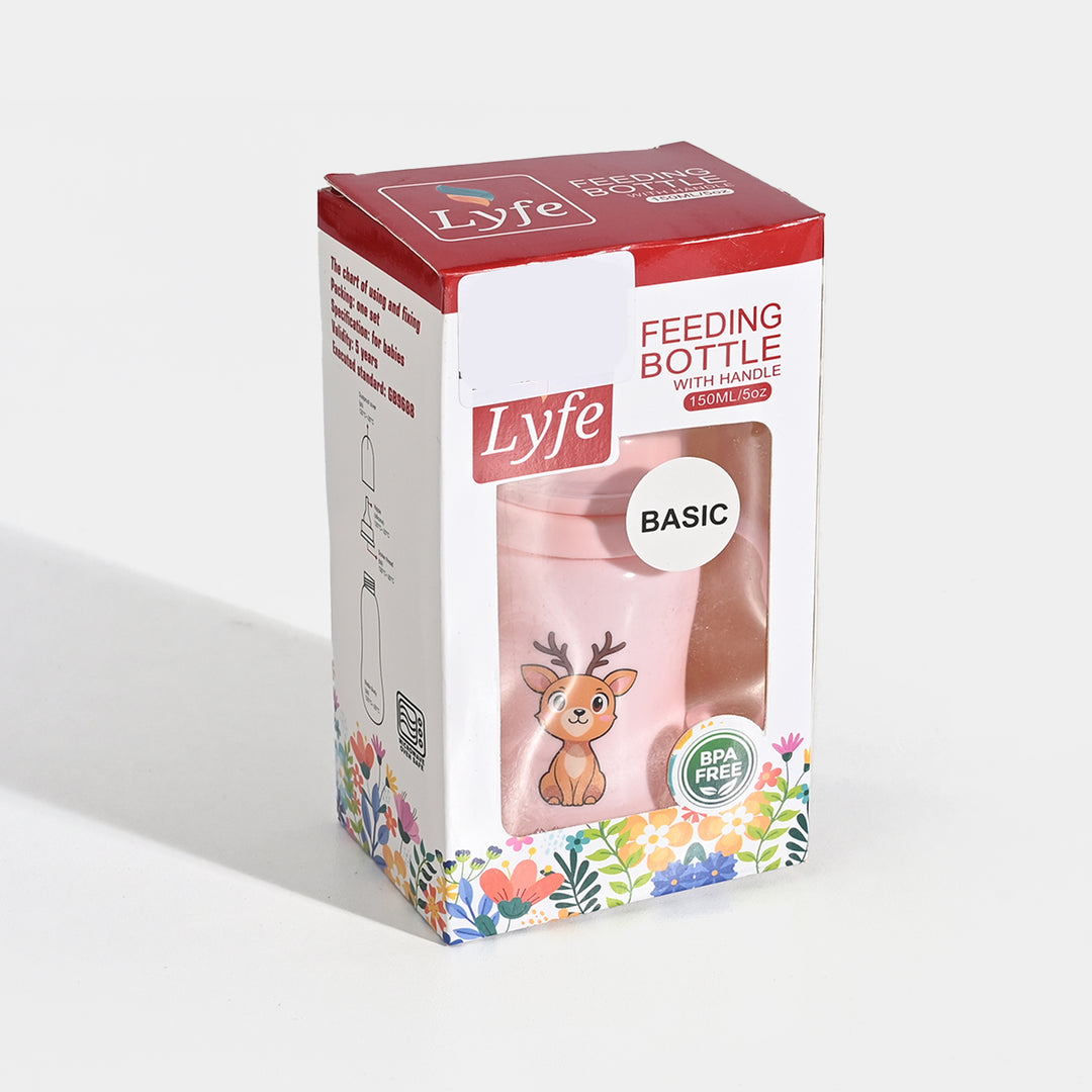 Lyfe Baby Plastic Feeding Bottle 5Oz |150ml | Basic Pink