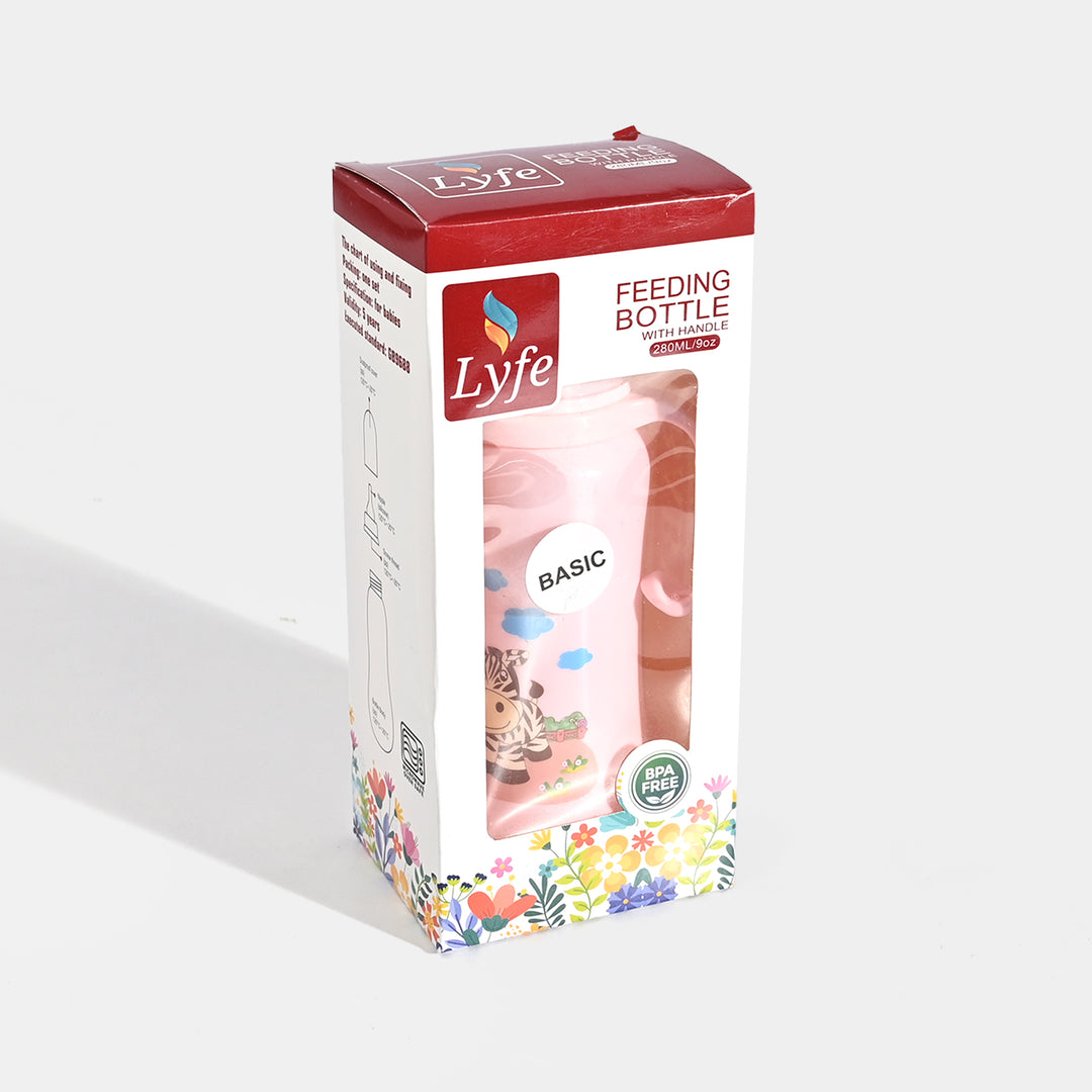 Lyfe Baby Plastic Feeding Bottle 9Oz |280ml |Basic Pink
