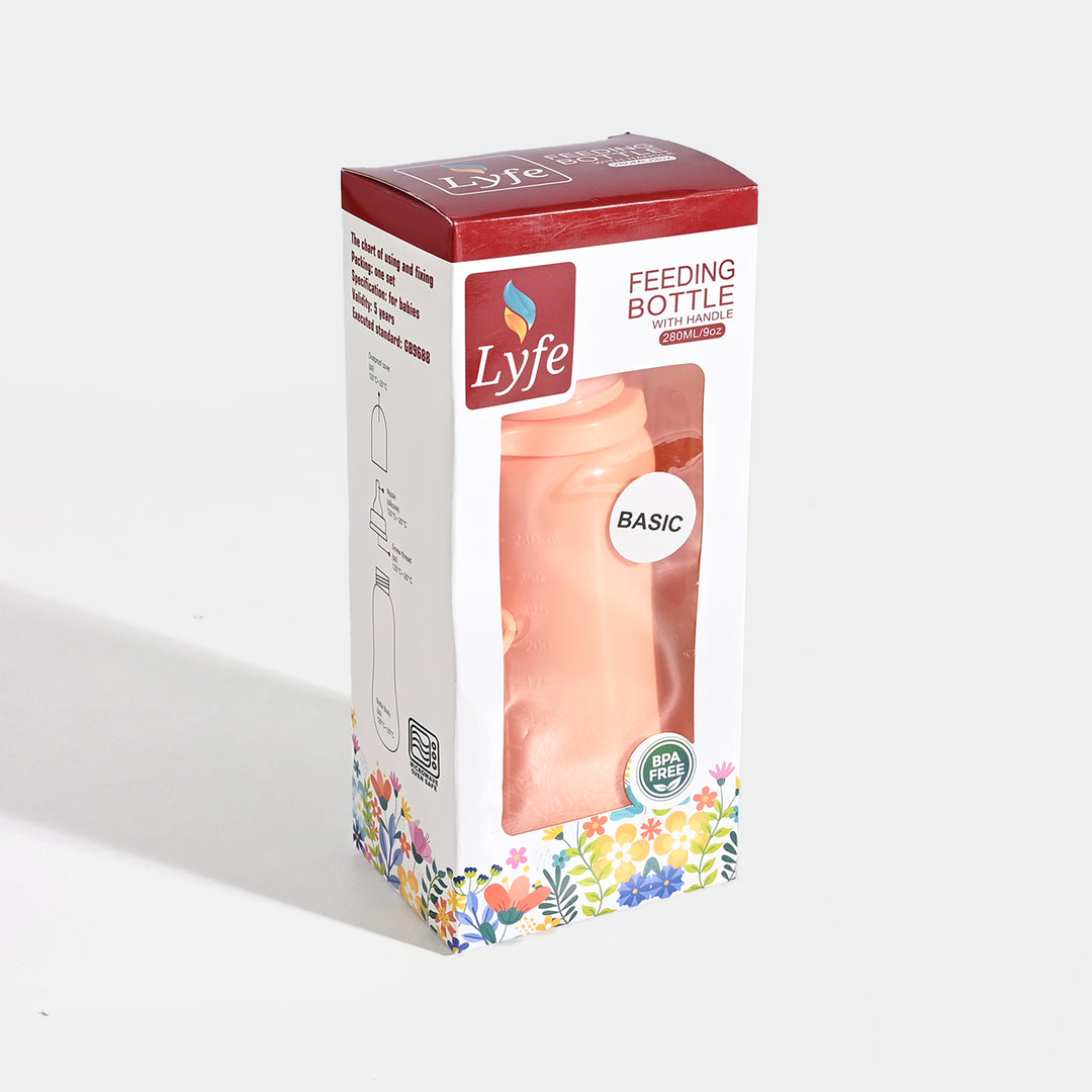 Lyfe Baby Plastic Feeding Bottle 9Oz |280ml |Basic Orange