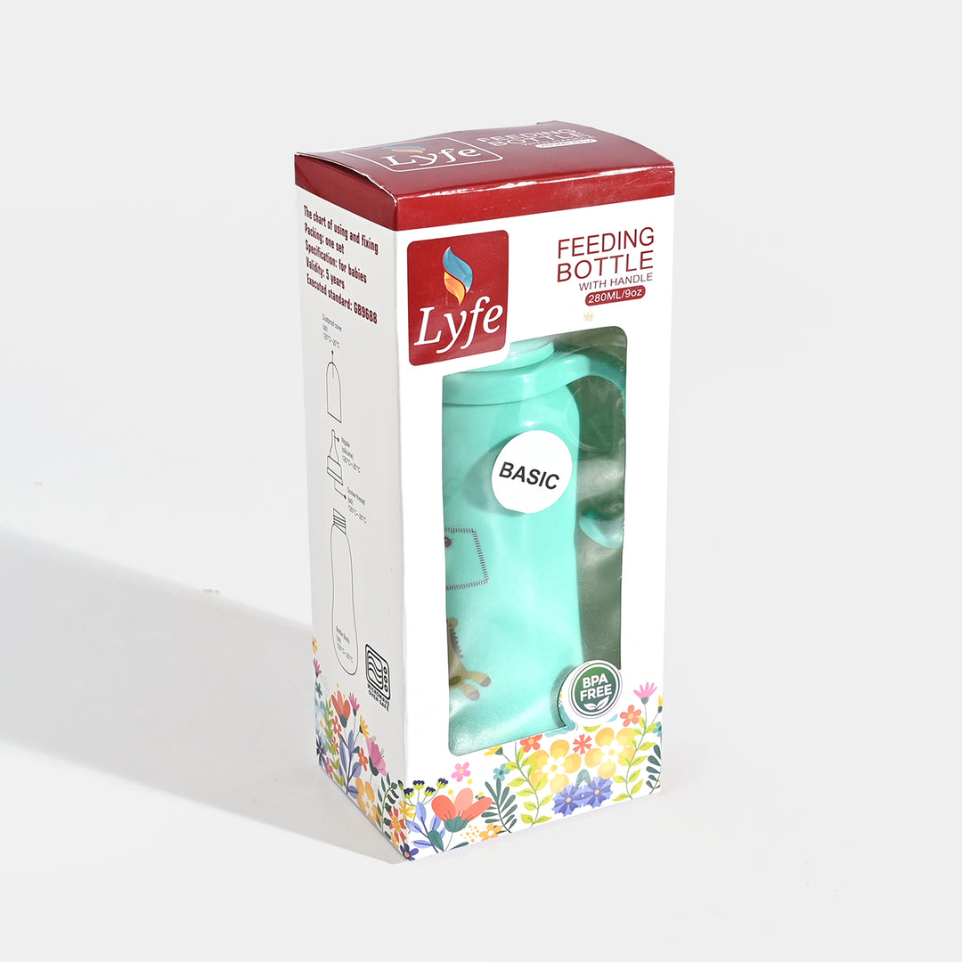 Lyfe Baby Plastic Feeding Bottle 9Oz |280ml |Basic Green
