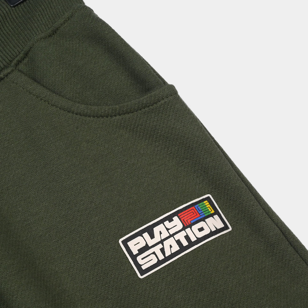 Boys Cotton Interlock Jersey Pajama Play Station-GREEN