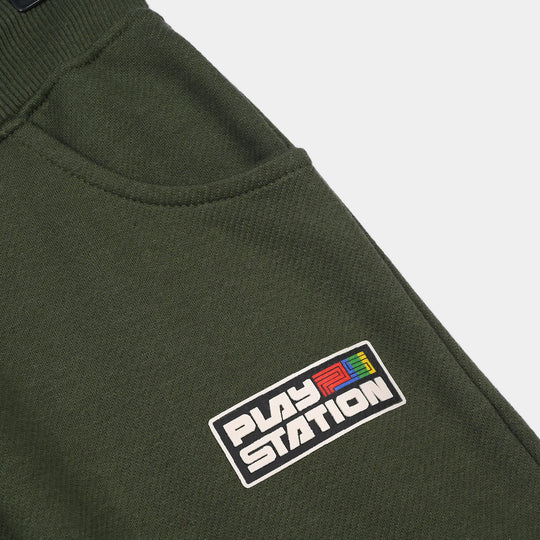 Boys Cotton Interlock Jersey Pajama Play Station-GREEN