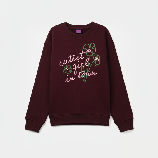 Girls Fleece Sweatshirt (Cutest Girl) - Maroon