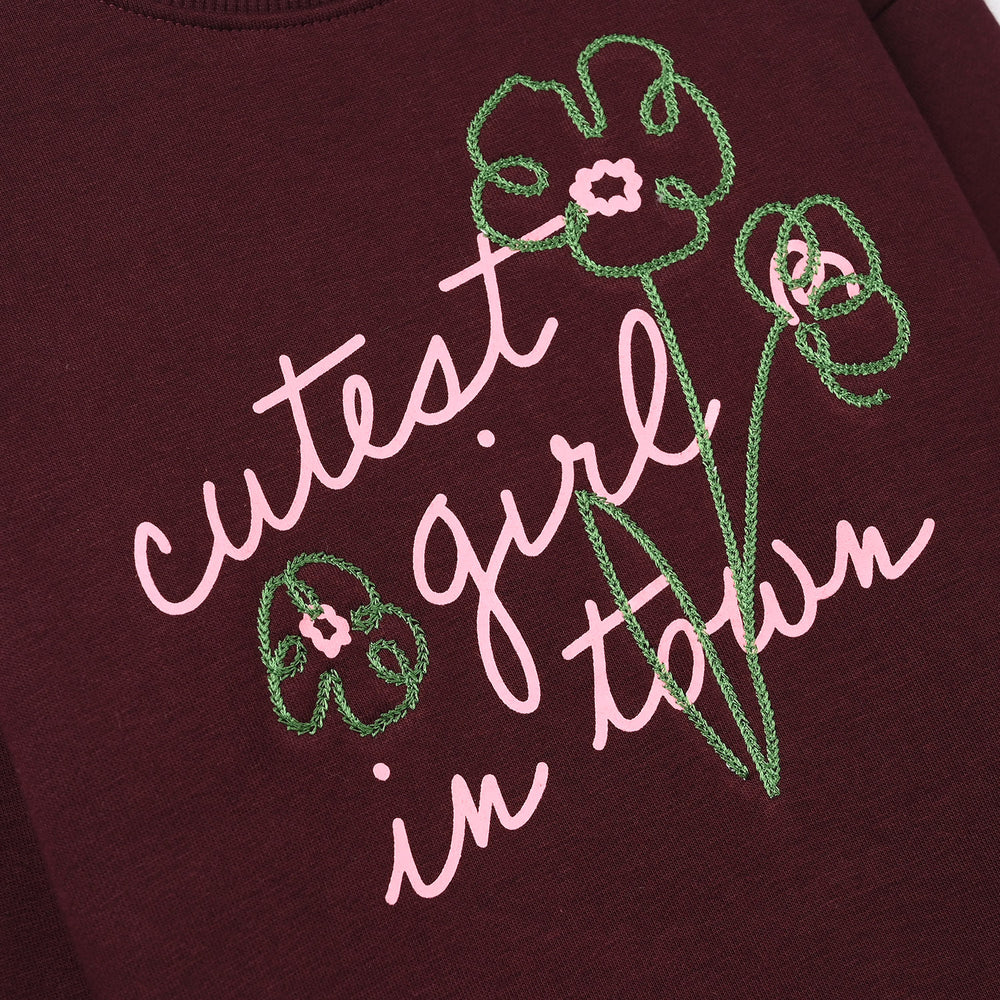 Girls Fleece Sweatshirt (Cutest Girl) - Maroon