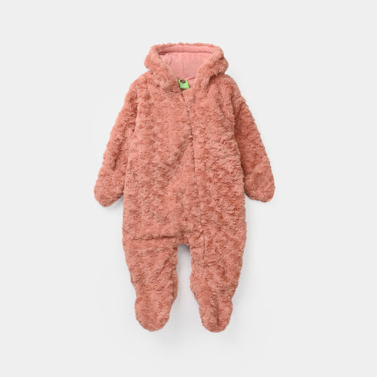 Infant Girls Fleece Romper COZY LOOPS-Peach