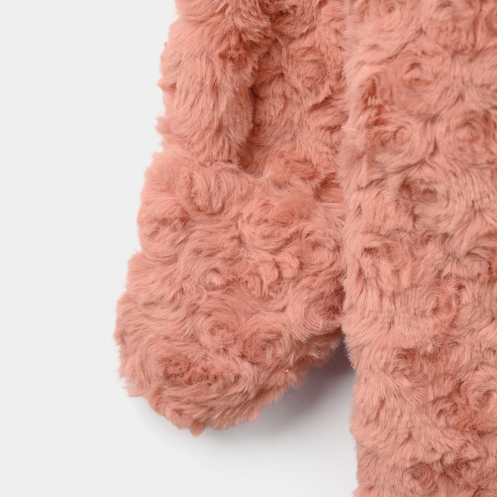 Infant Girls Fleece Romper COZY LOOPS-Peach