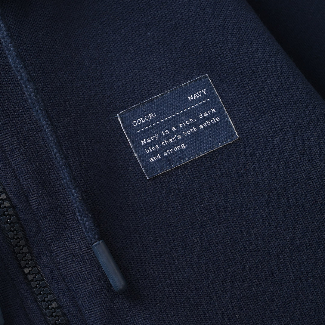 Boys Fleece Knitted Jacket Solid Blue-NAVY