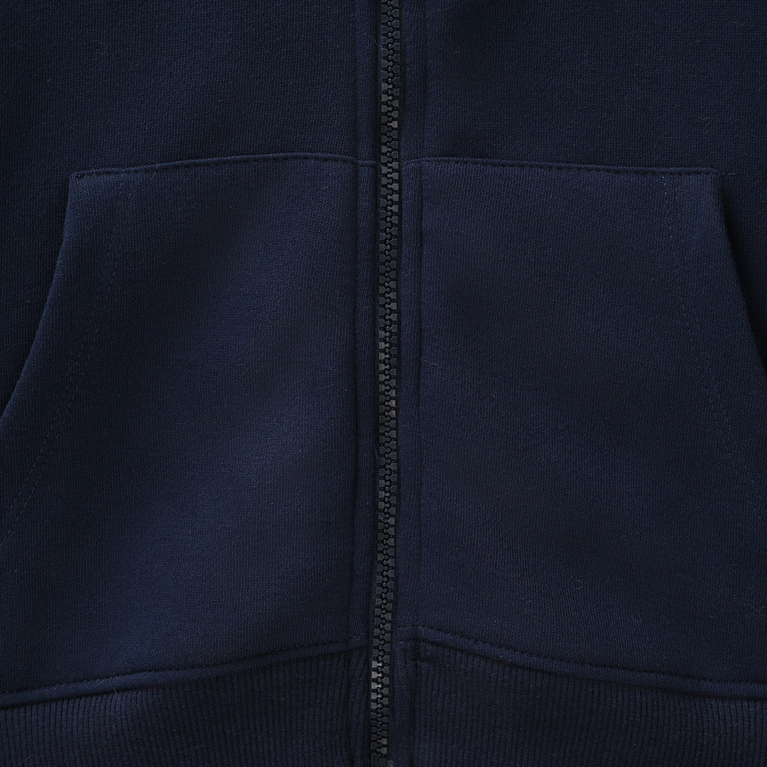 Boys Fleece Knitted Jacket Solid Blue-NAVY