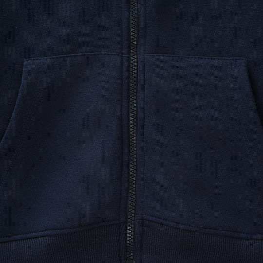 Boys Fleece Knitted Jacket Solid Blue-NAVY
