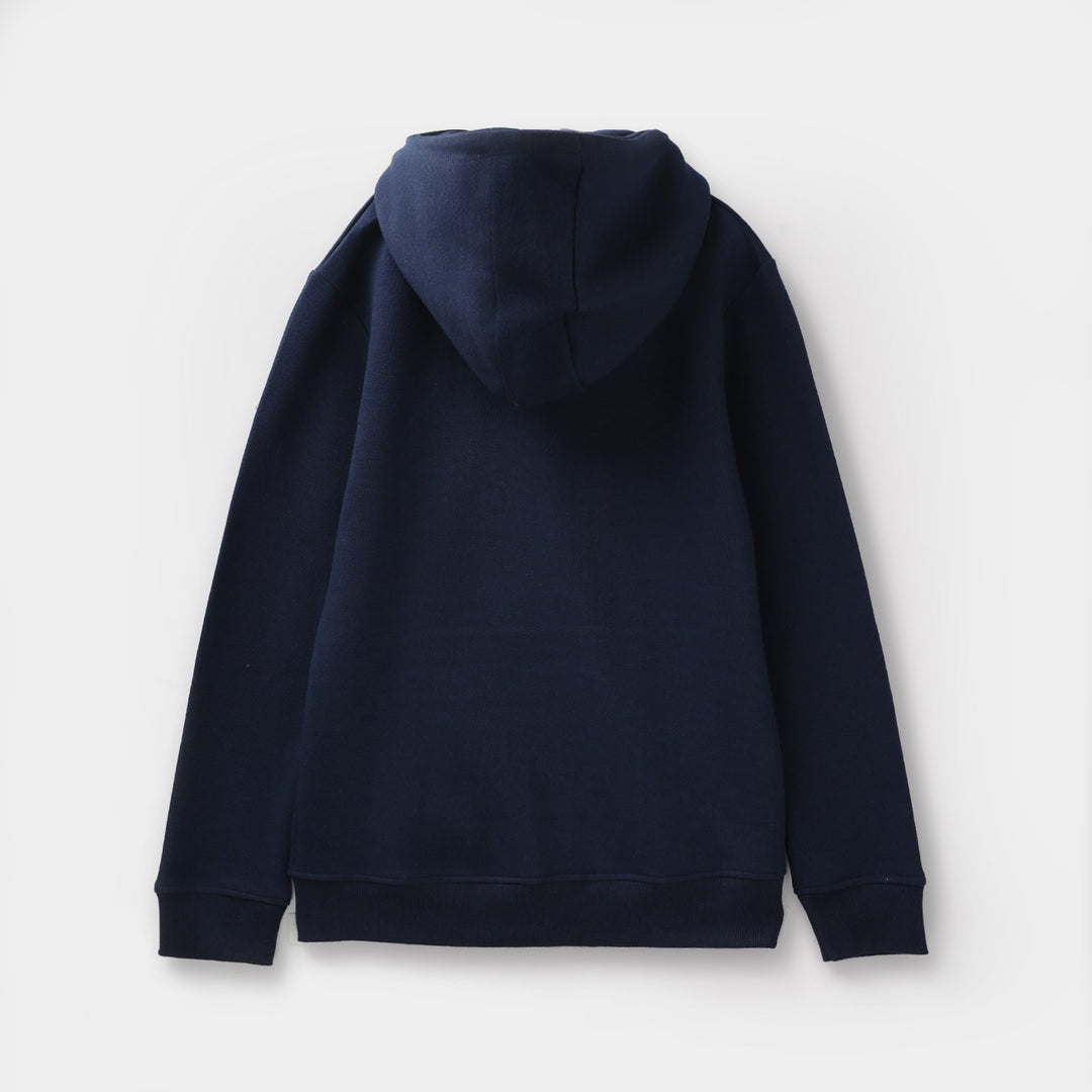 Boys Fleece Knitted Jacket Solid Blue-NAVY