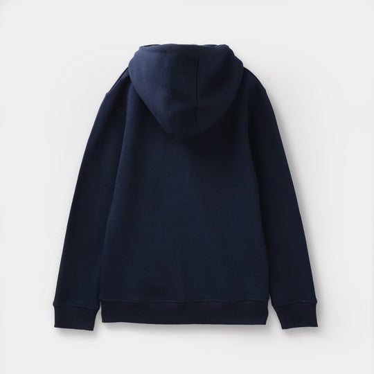 Boys Fleece Knitted Jacket Solid Blue-NAVY