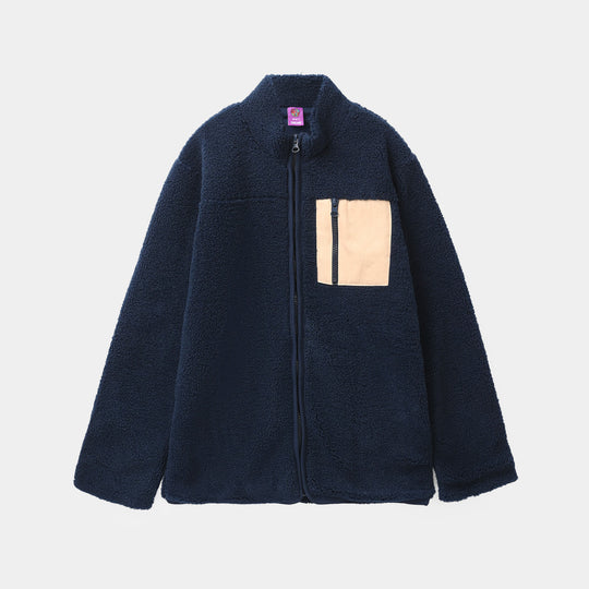 Boys Sherpa Knitted Jacket POCKET-NAVY