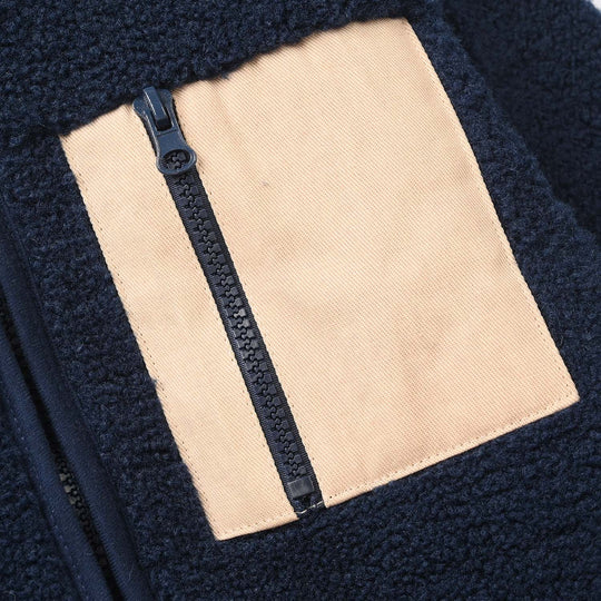 Boys Sherpa Knitted Jacket POCKET-NAVY