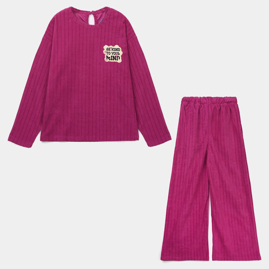 Girls Jacquard 2 Piece Suit BE KIND-Purple