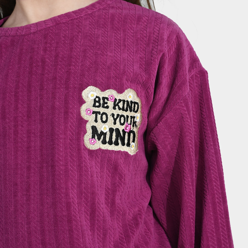 Girls Jacquard 2 Piece Suit BE KIND-Purple