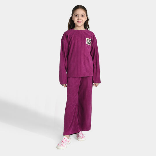 Girls Jacquard 2 Piece Suit BE KIND-Purple