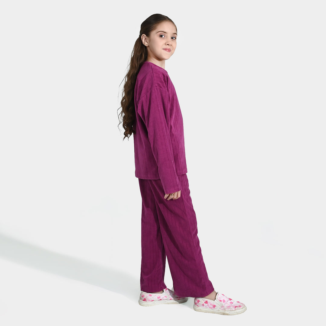 Girls Jacquard 2 Piece Suit BE KIND-Purple