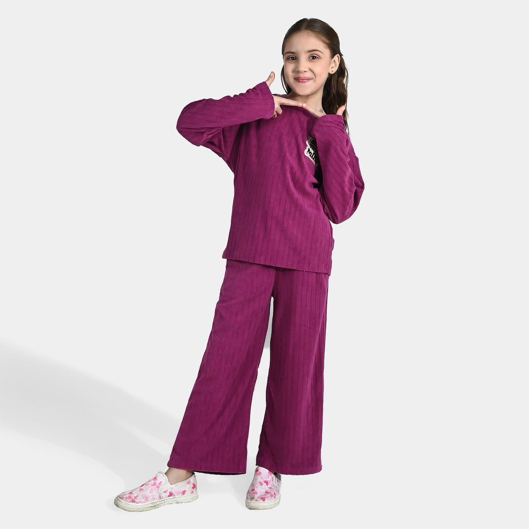 Girls Jacquard 2 Piece Suit BE KIND-Purple