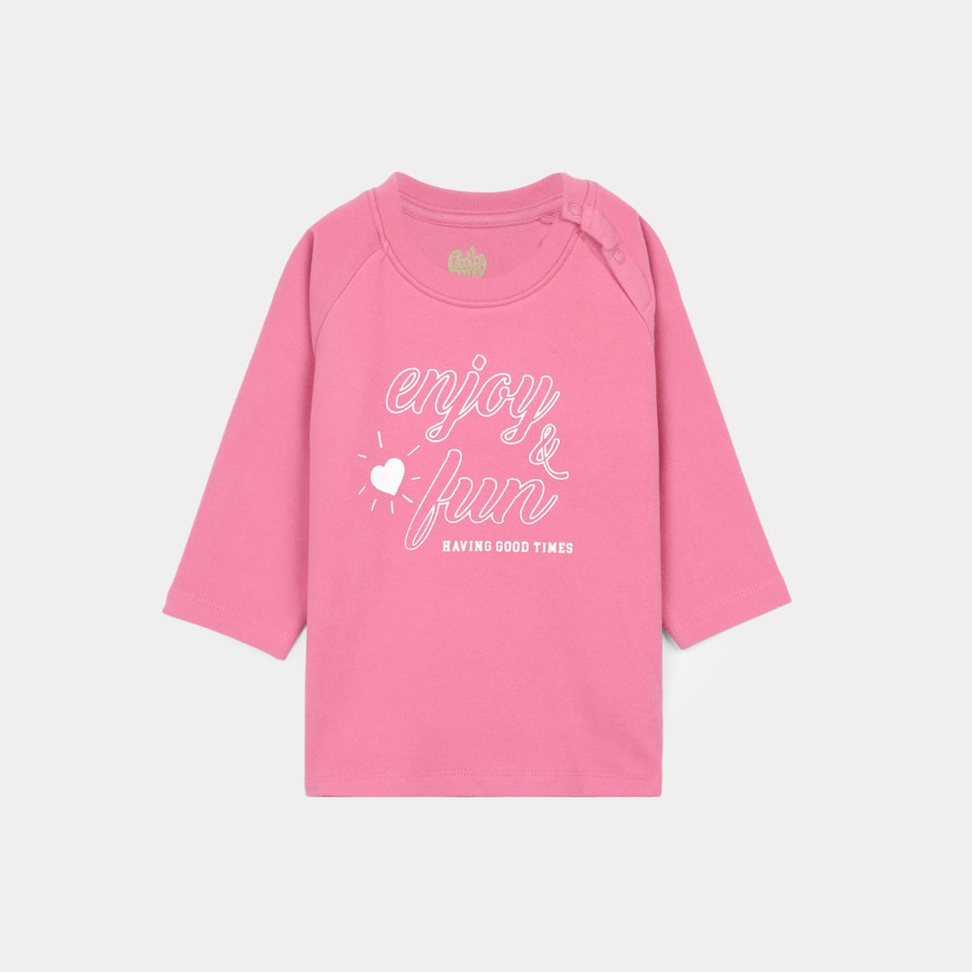 Infant Girls Cotton Interlock Suit KEEP ON GROWING-Pink