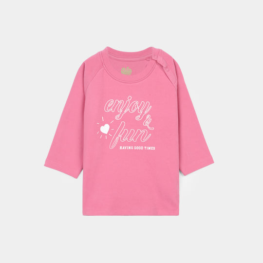 Infant Girls Cotton Interlock Suit KEEP ON GROWING-Pink