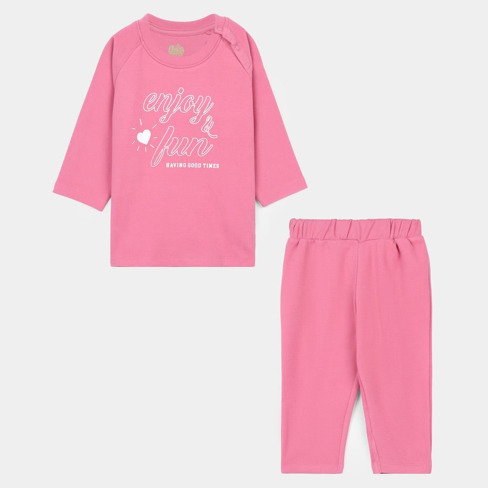 Infant Girls Cotton Interlock - Pink