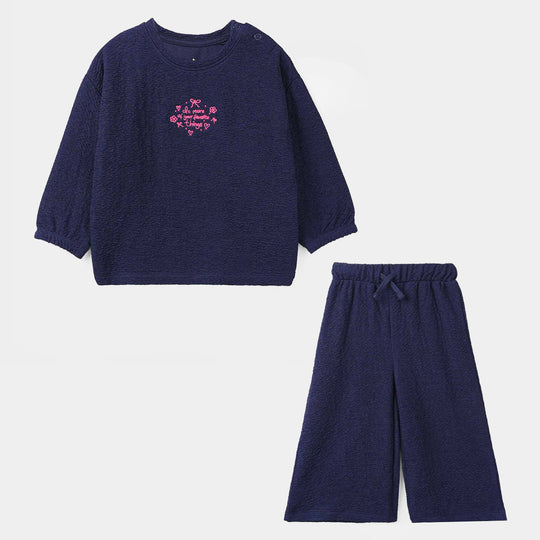 Infant Girls Poly Crinkle 2 Piece Suit FAVORITE THING-NAVY