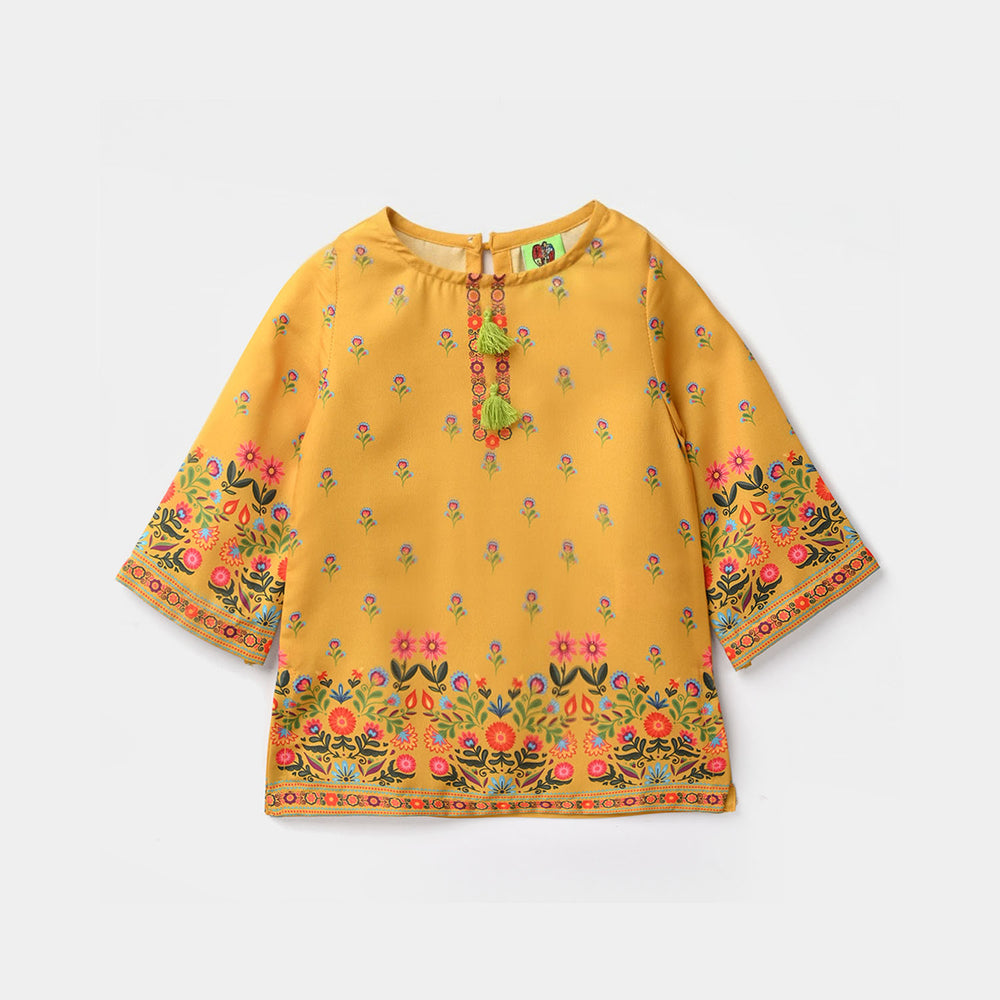 Infant Girls Poly Mesh Printed 2 Pcs Sunny-Mustard