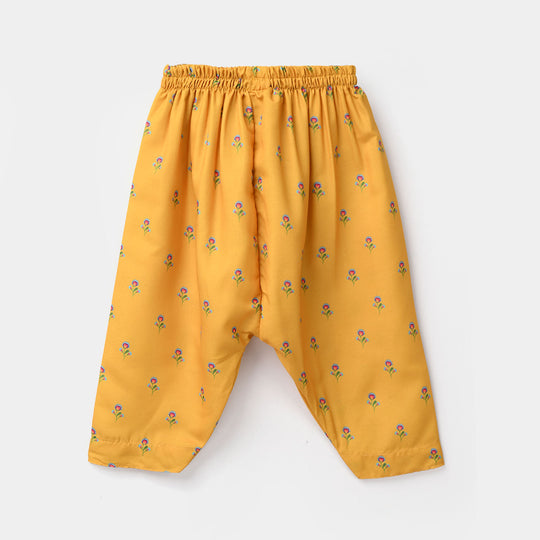 Infant Girls Poly Mesh Printed 2 Pcs Sunny-Mustard