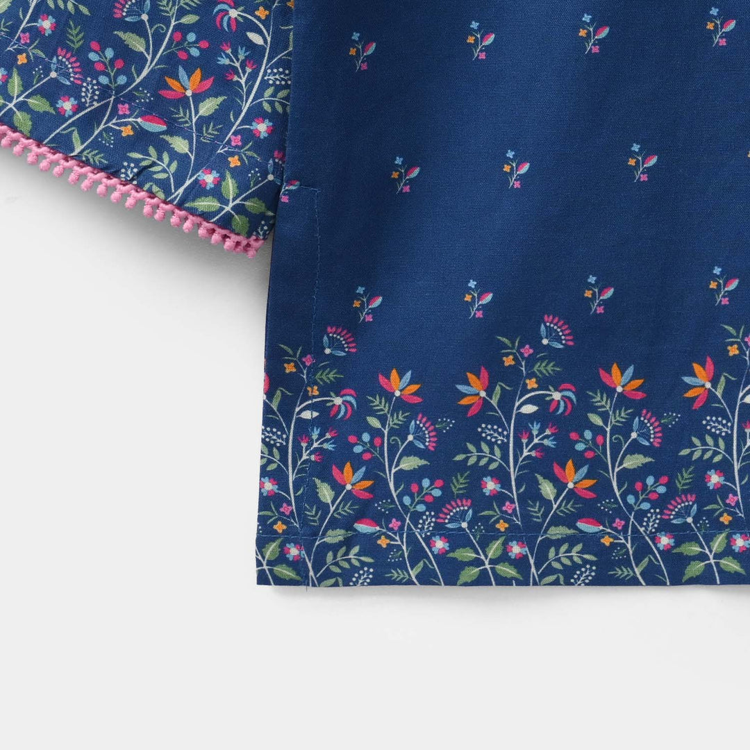 Infant Girls Cotton Poplin Printed Kurti Floral - Blue