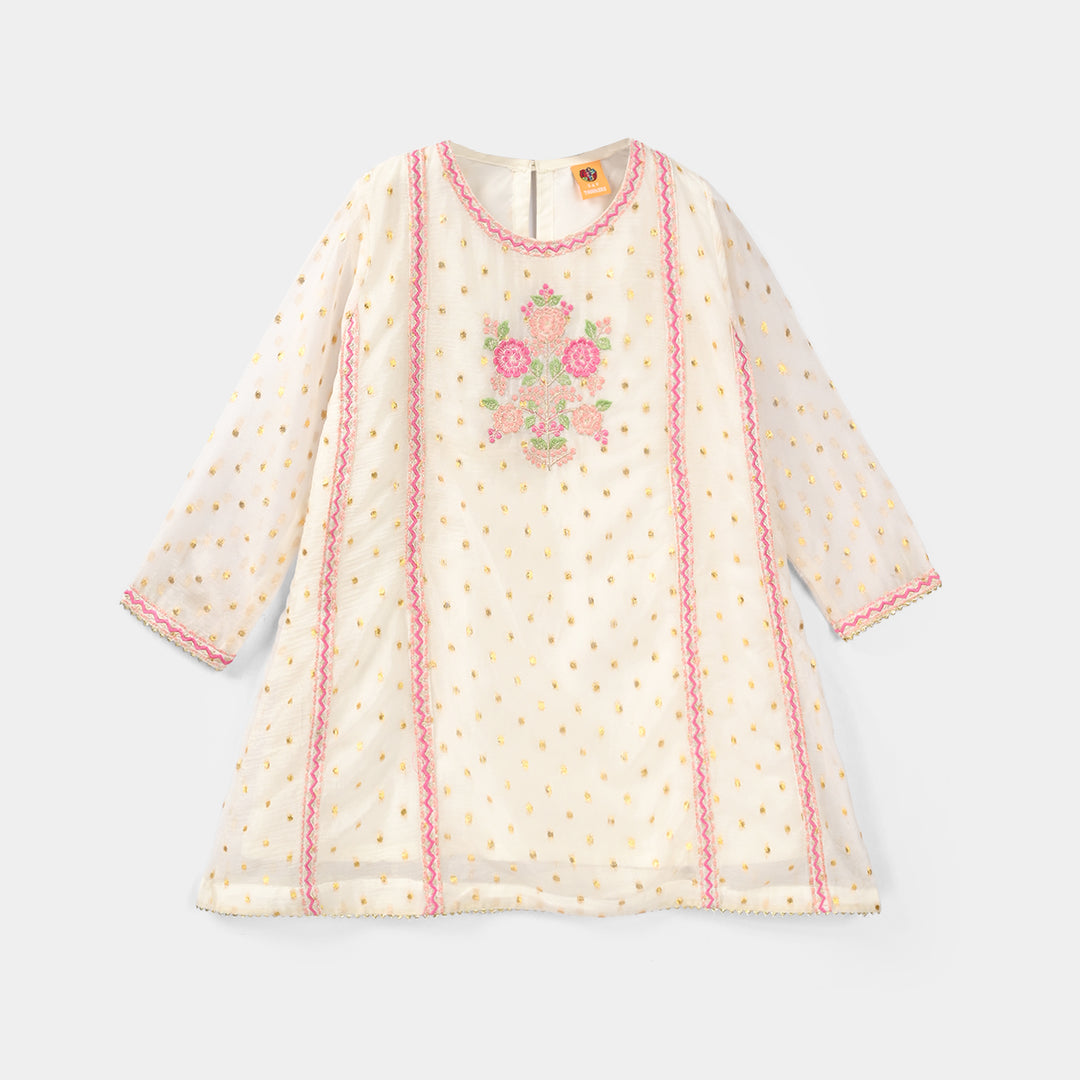 Girls Chiffon 3Pcs Zeenat - Cream