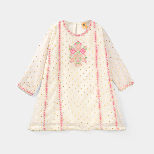 Girls Chiffon 3Pcs Zeenat - Cream