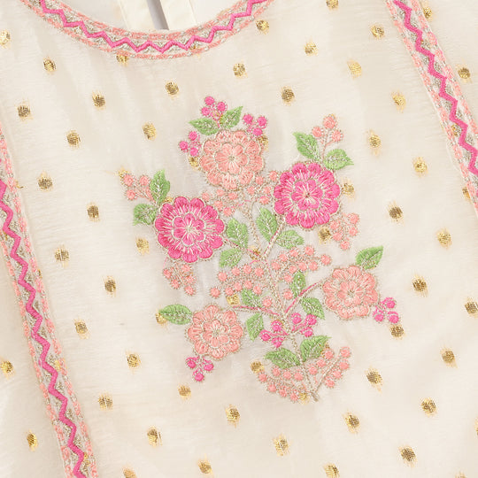 Girls Chiffon 3Pcs Zeenat - Cream