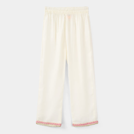 Girls Chiffon 3Pcs Zeenat - Cream