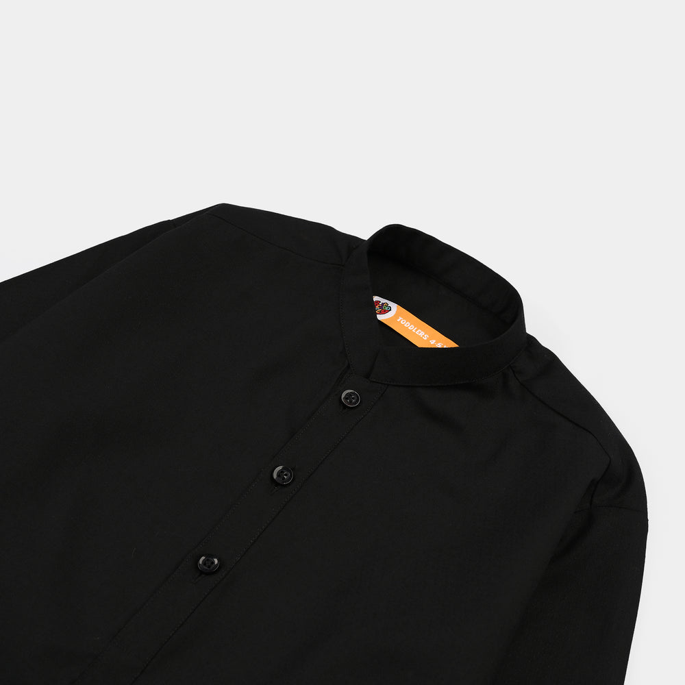 Boys Poly Viscose Jubba-BLACK