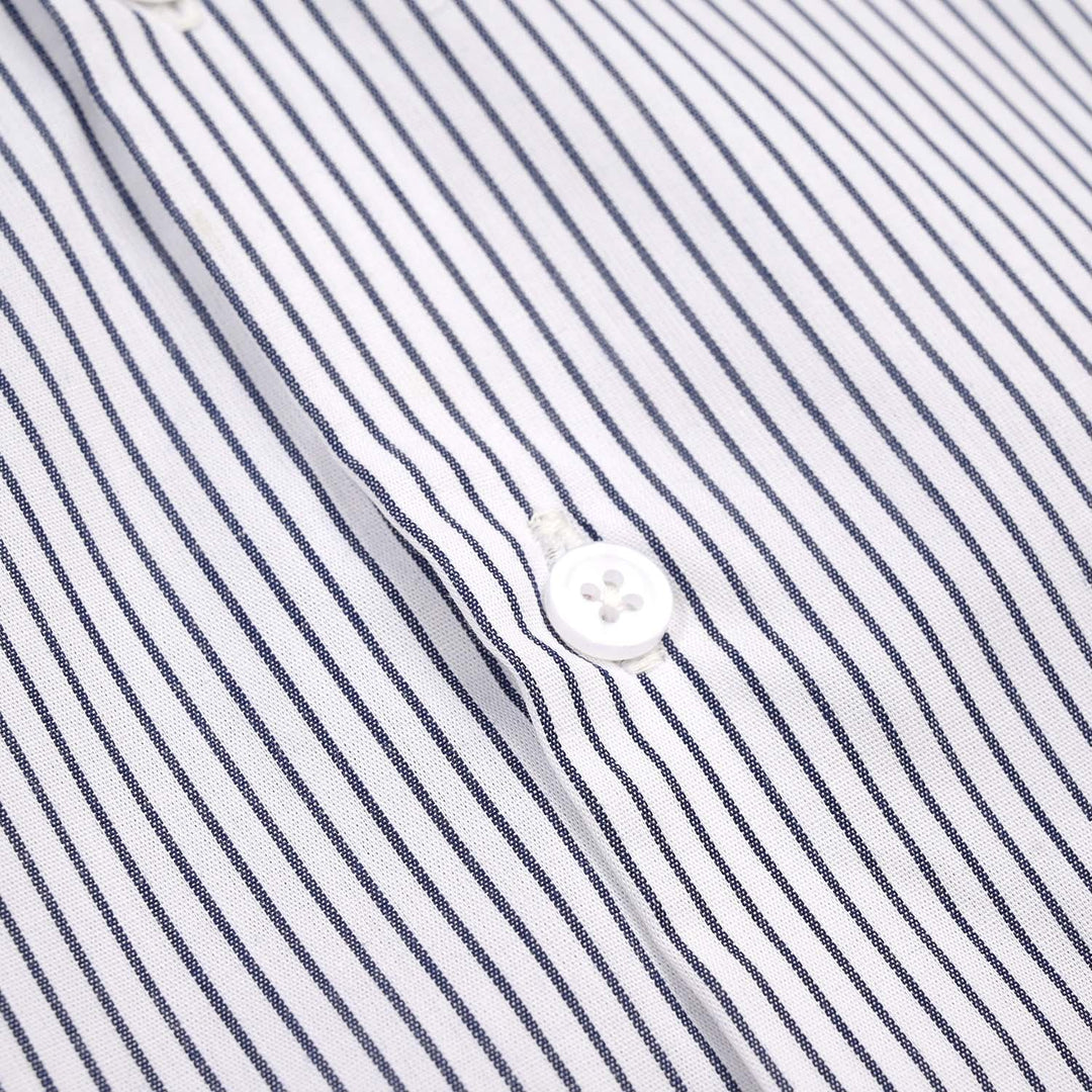 Boys Yarn Dyed Formal Shirt-White Stripe