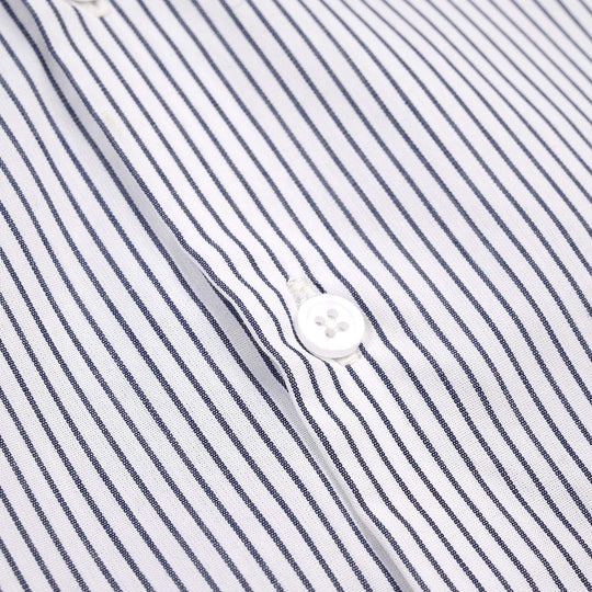 Boys Yarn Dyed Formal Shirt-White Stripe