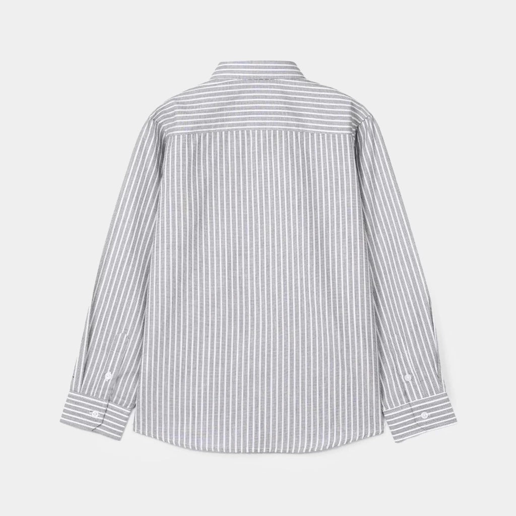 Boys Yarn Dyed Formal Striped Shirt – Grey