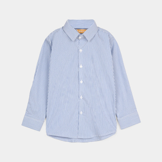 Boys Yarn Dyed Formal Shirt-Blue Stripe