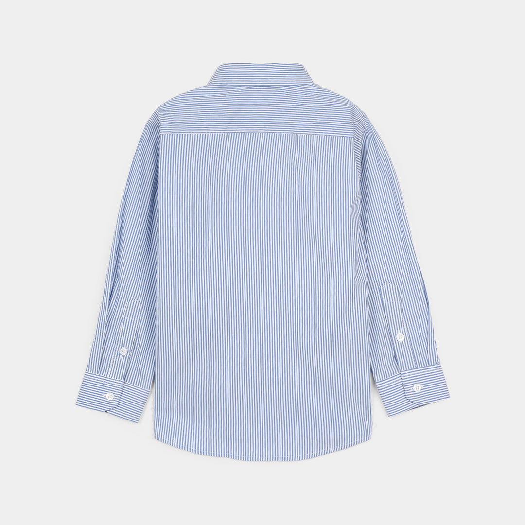 Boys Yarn Dyed Formal Shirt-Blue Stripe