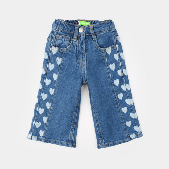 Infant Girls Denim Stretch Pants - Mid Blue