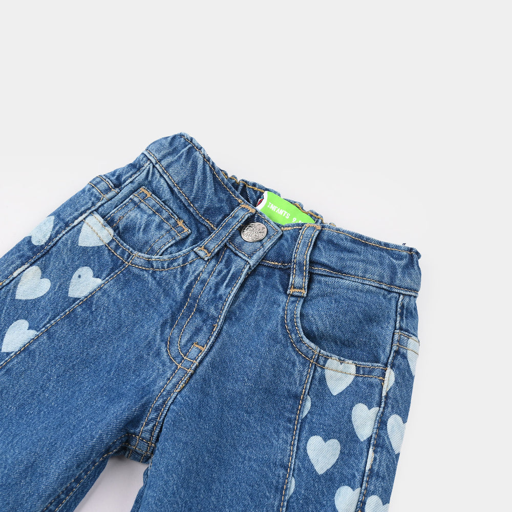 Infant Girls Denim Stretch Pants - Mid Blue