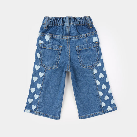Infant Girls Denim Stretch Pants - Mid Blue