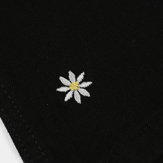 Infant Girls Denim Stretch Pant (All Over Flowers) - Black