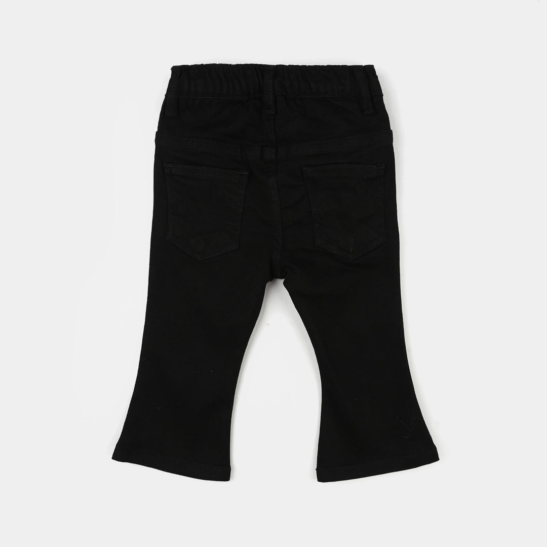 Infant Girls Denim Stretch Pant (All Over Flowers) - Black
