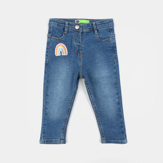 Infant Girls Denim Stretch Pants - Mid Blue