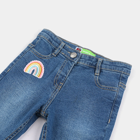 Infant Girls Denim Stretch Pants - Mid Blue