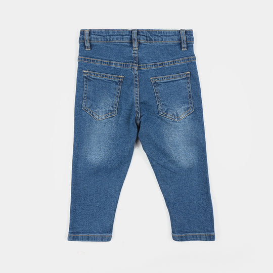 Infant Girls Denim Stretch Pants - Mid Blue