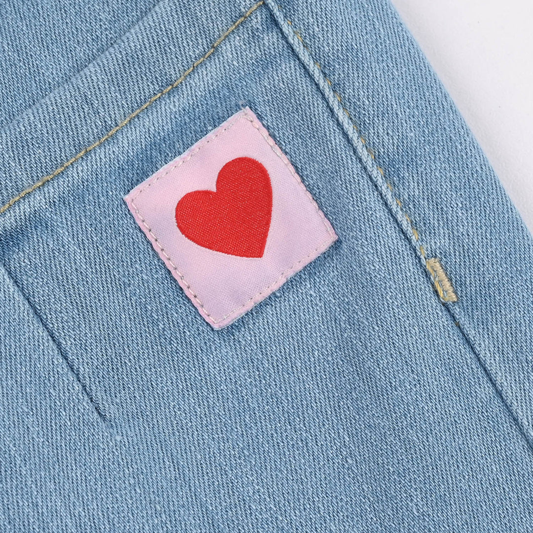 Infant Girls Denim Stretch Pants - Light Blue