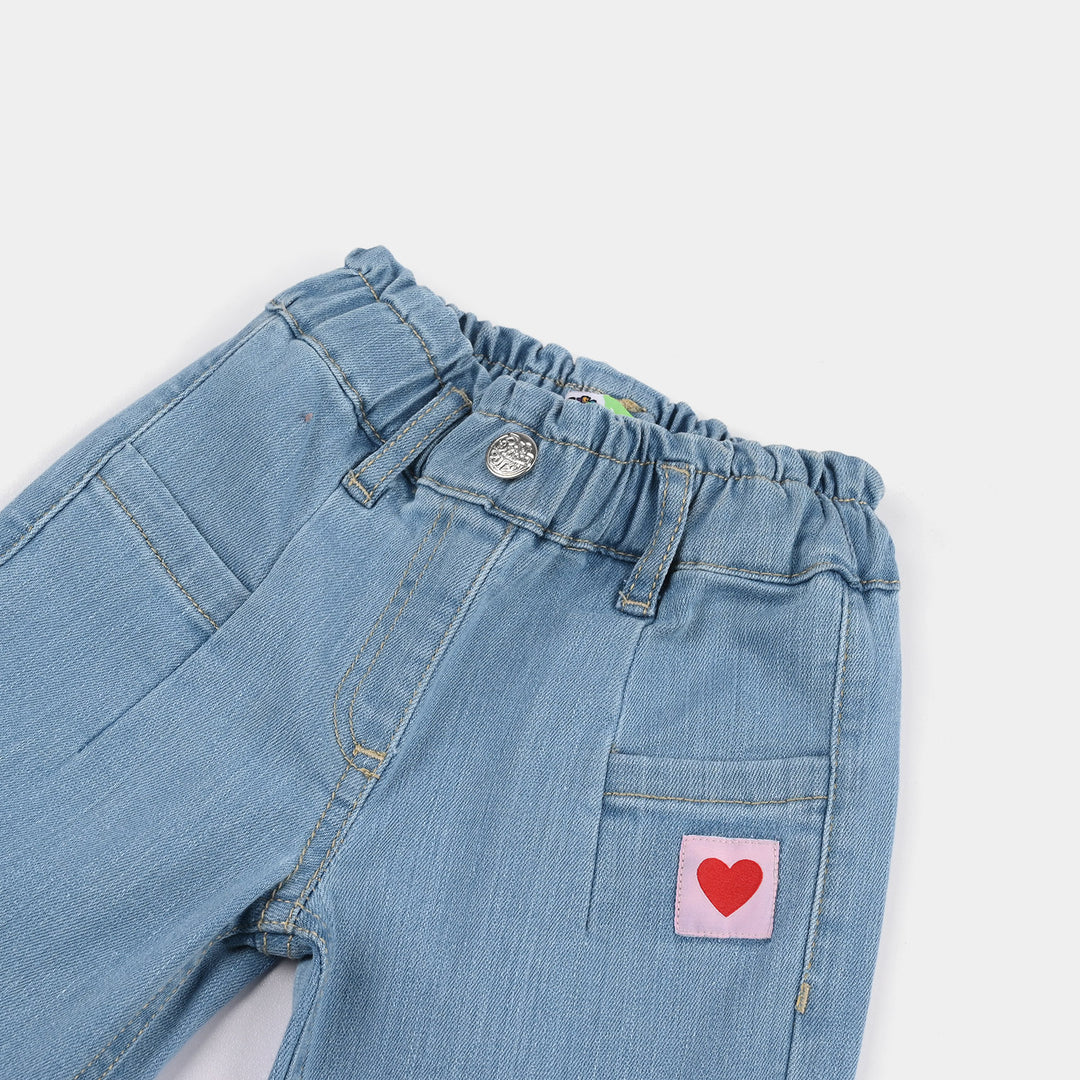 Infant Girls Denim Stretch Pants - Light Blue