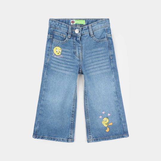 Infant Girls Denim Stretch Pants - Dark Blue